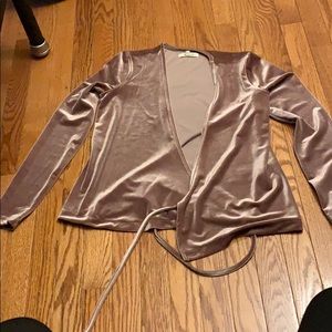 Madewell pink velour wrap top